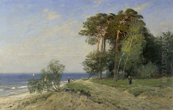 Abend Auf Der Dune (die Ostseekuste Auf Dem Darss) Oil Painting by Julius Wentscher