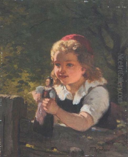 Kleines Schwalmer Bauernmadchen Oil Painting by Hermann Werner