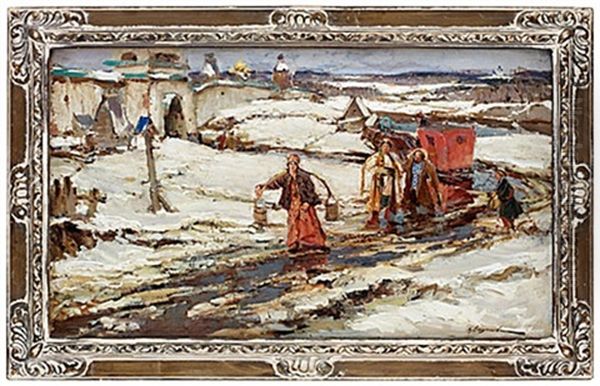 Det Forsta Motet Oil Painting by Kostantine Weschiloff Alexandrovich