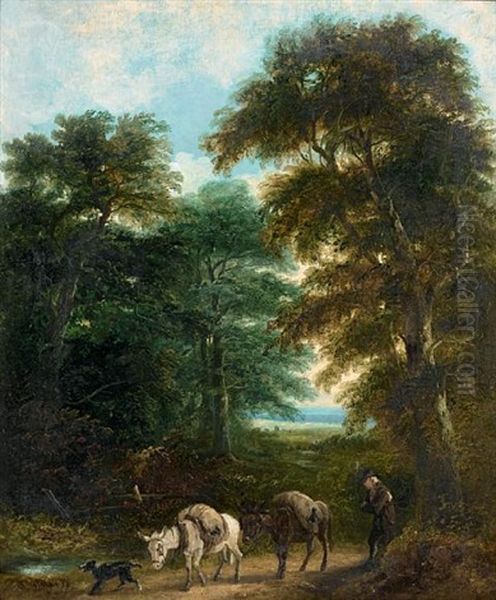 A Traveler On A Wooded Path Oil Painting by Richard Westall