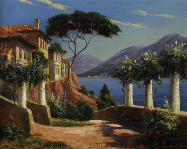 Villa By The Sea Oil Painting by Constantin Alexandr. Westchiloff