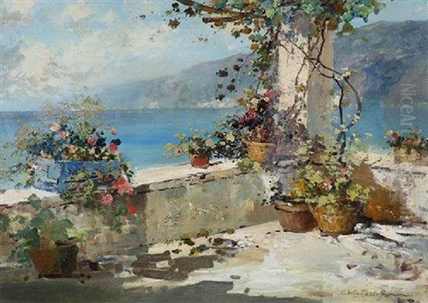 View Of Amalfi Coast Oil Painting by Constantin Alexandr. Westchiloff