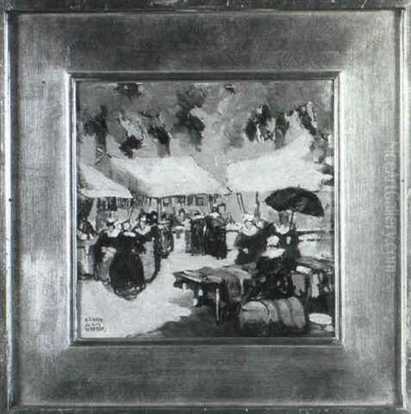 Outdoor Marketplace Oil Painting by Harry Alan Weston