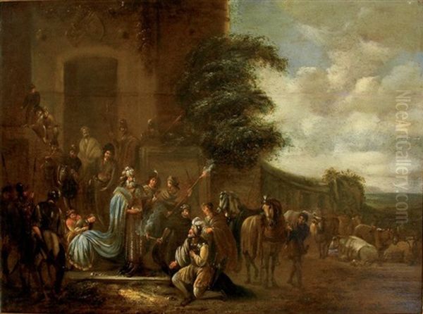 La Rencontre D'abraham Et De Melchisedech Oil Painting by Jacob Jacobsz de Wet the Younger