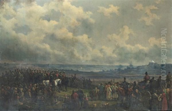 Karl Xiv Johan Pa Trupprevy Oil Painting by Alexander Wetterling