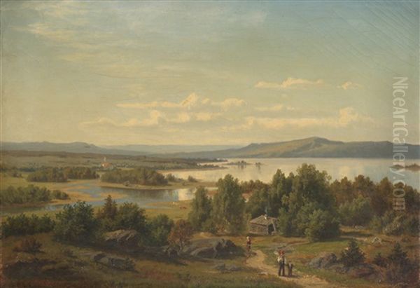 Landskap Oil Painting by Christian Delphin Wexelsen