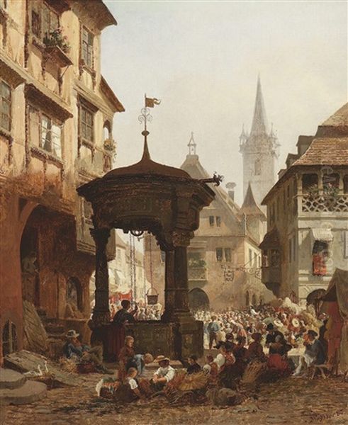 Markttag In Obernai Oil Painting by Karl Weysser