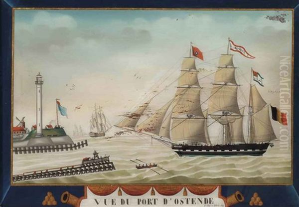 Vue Sur Le Port D'ostende Oil Painting by Petrus Cornelis Weyts