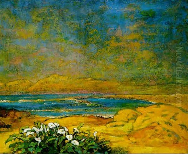 Arum Lilies By The Shore Oil Painting by John Laviers Wheatley