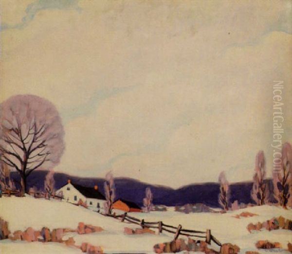 Snowy Brown County Landscape Oil Painting by Clifton A. Wheeler