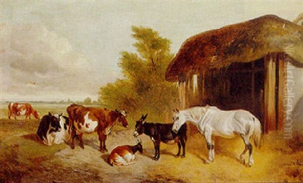 Outside The Stable Oil Painting by James Thomas Wheeler
