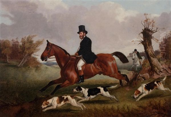 The Duke Of Beaufort Riding To Hounds Oil Painting by John Alfred Wheeler