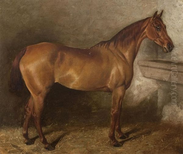 Chestnut Horse In A Stable Oil Painting by John Alfred Wheeler
