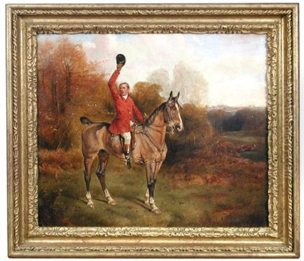 View Holloa - A Field Master On A Bay Hunter Watching A Fox Break Cover Oil Painting by John Alfred Wheeler