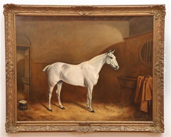 White Stallion Oil Painting by John Alfred Wheeler