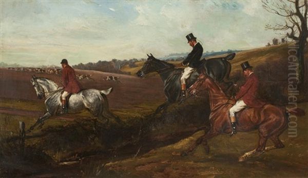 Huntsman Taking A Jump Oil Painting by John Alfred Wheeler