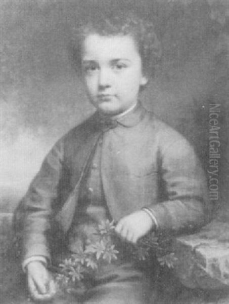 Boy Seated In A Landscape Oil Painting by William Ruthven Wheeler