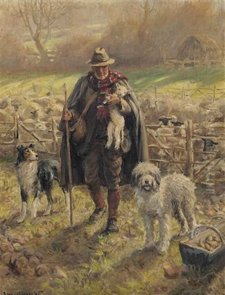 The New Lamb Oil Painting by Rowland Wheelwright