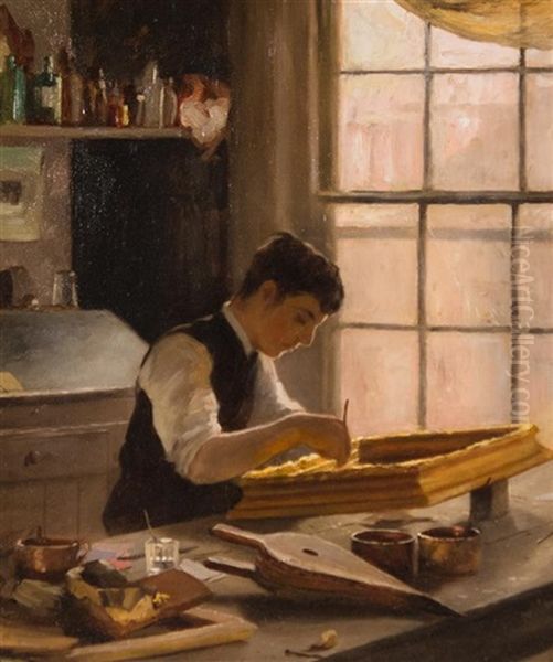 In The Studio Oil Painting by William John Whittemore