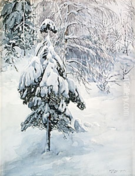 Snotackta Grenar Oil Painting by Gunnar Mauritz Widforss