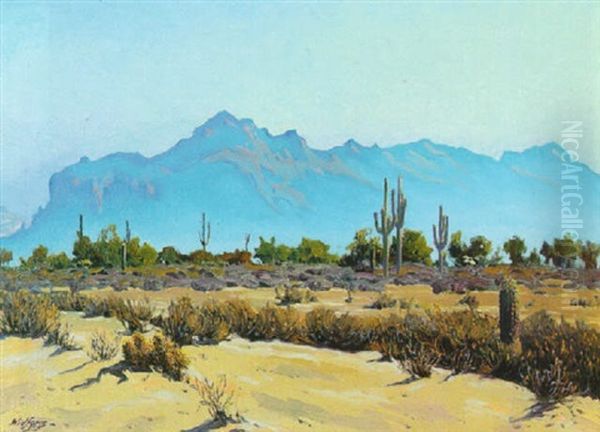 Superstition Mountains Oil Painting by Gunnar Mauritz Widforss