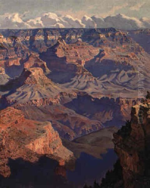 A View Across The Grand Canyon Oil Painting by Gunnar Mauritz Widforss