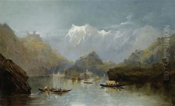 Fantasie Landschaft An Einem See Oil Painting by William Widgery