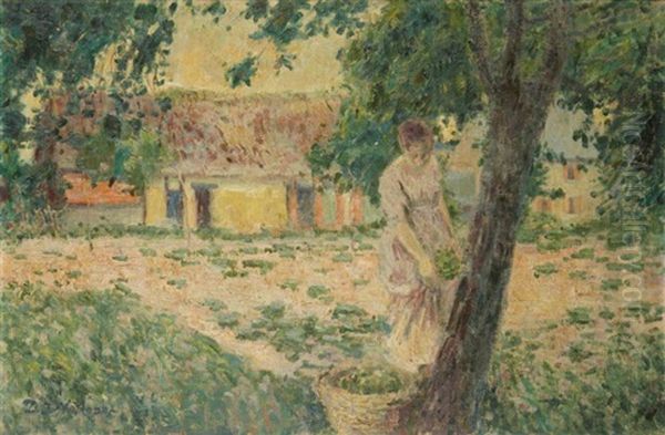 La Cueillette Des Pommes Oil Painting by David O. Widhopff