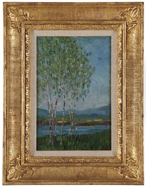 Trees In A Landscape Oil Painting by Max Wieczorek