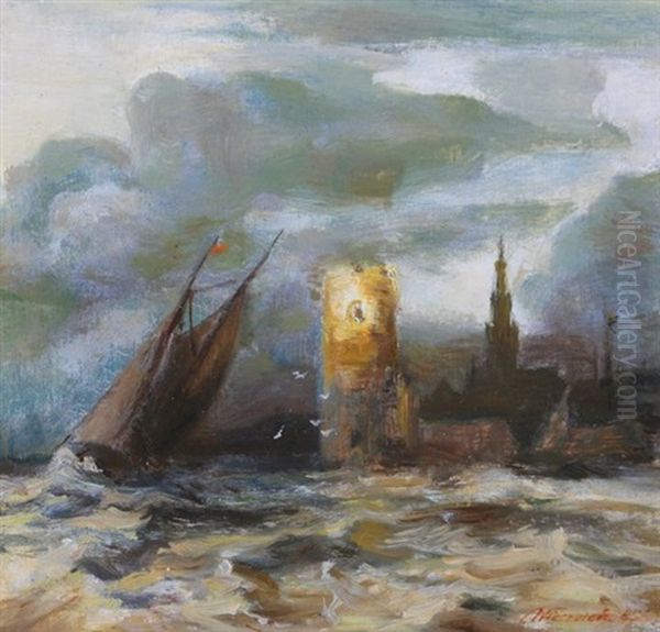 Stormy Seas Oil Painting by Max Wieczorek