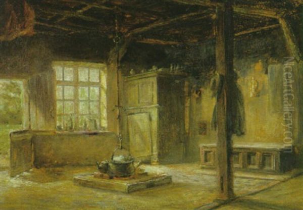 Bauernstube (fischerhuder Flett) Oil Painting by Bernhard Wiegandt