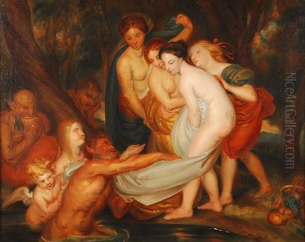 Diane Au Bain Oil Painting by Antoine Wiertz