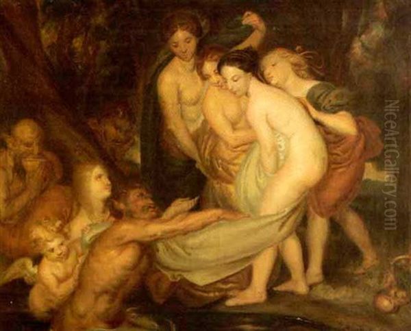 Baigneuses Et Satyres Oil Painting by Antoine Wiertz