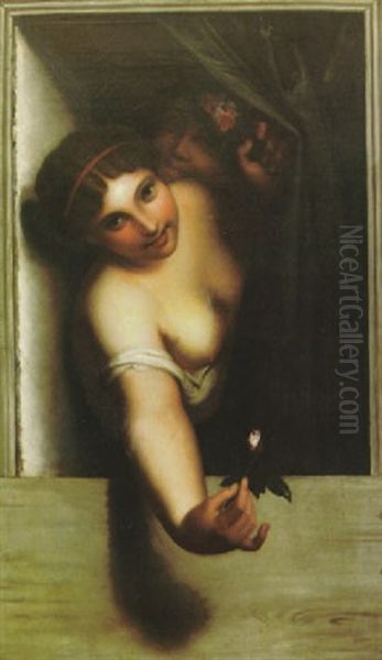 Rosebud Oil Painting by Antoine Wiertz