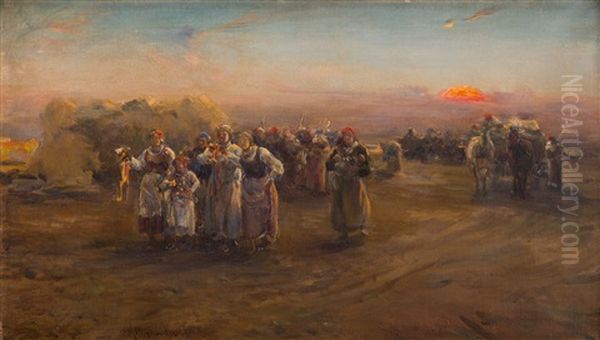 Dozhynki Oil Painting by Alfred von Wierusz-Kowalski