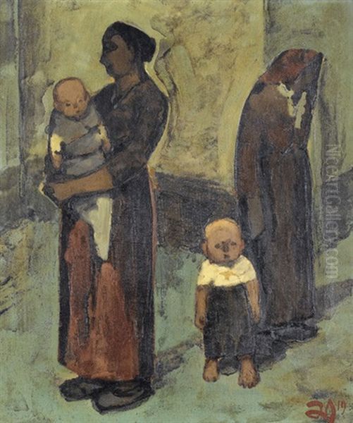 Kleine Familie Oil Painting by Gustav Wiethuechter