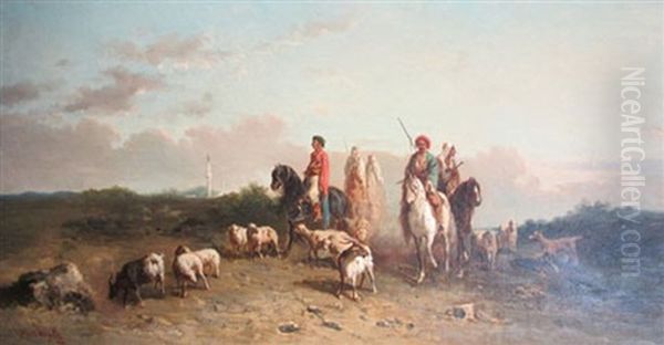 Scene Orientaliste Oil Painting by Henri Van Wijk