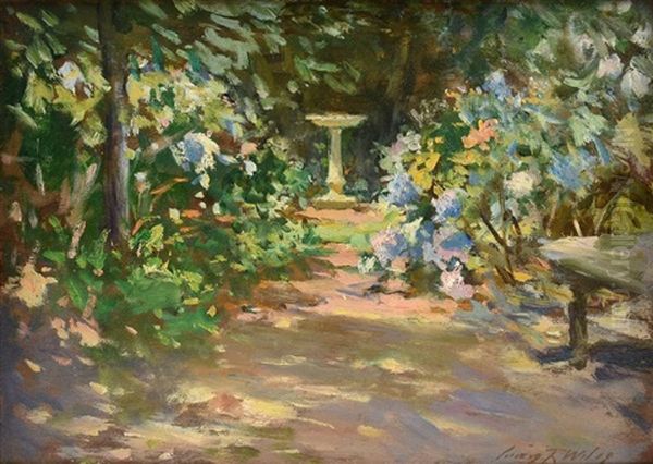 Pathway In The Garden Oil Painting by Irving Ramsay Wiles
