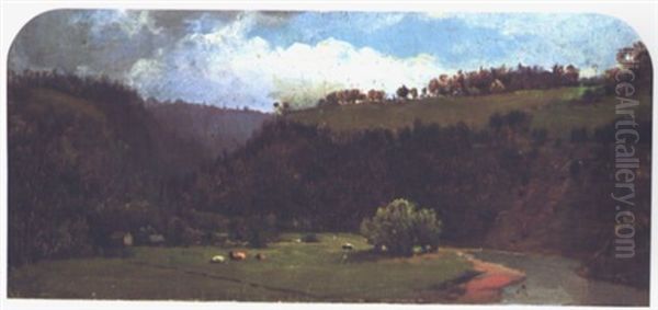 Pass Of The Genesee Near St. Helens Oil Painting by Lemuel Maynard Wiles