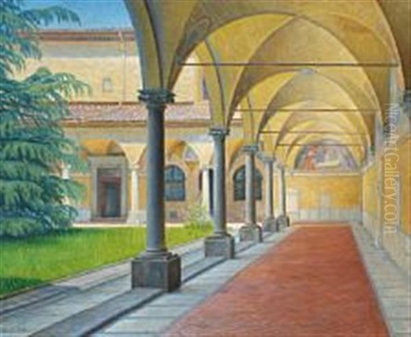 Italian Scenery Oil Painting by Johannes Martin Fastings Wilhjelm