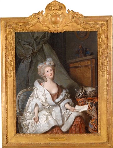 Eine Aristokratische Dame In Einem Interieur Oil Painting by Pierre Alexandre Wille