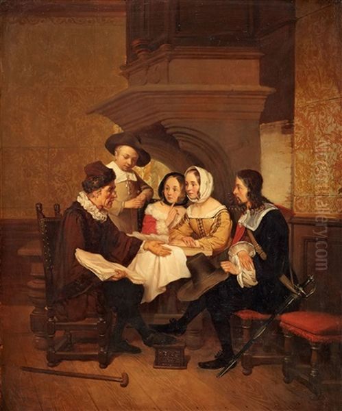 Der Vortrag Des Gelehrten Oil Painting by Florent Willems