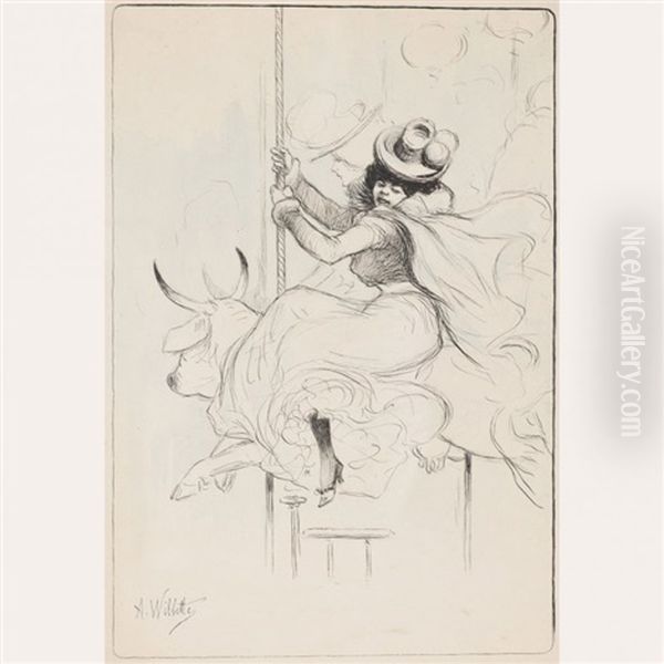 Le Manege Oil Painting by Adolphe Willette