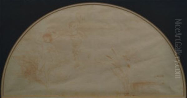 Pierrot And A Female Nude In A Garden Oil Painting by Adolphe Willette