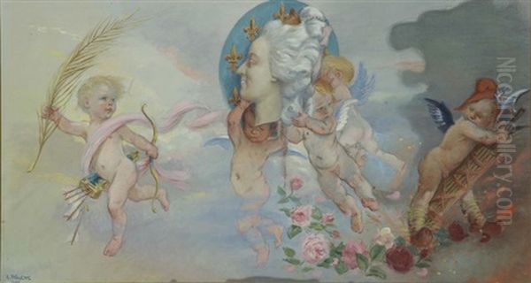Glorification De La Reine Marie-antoinette Oil Painting by Adolphe Willette