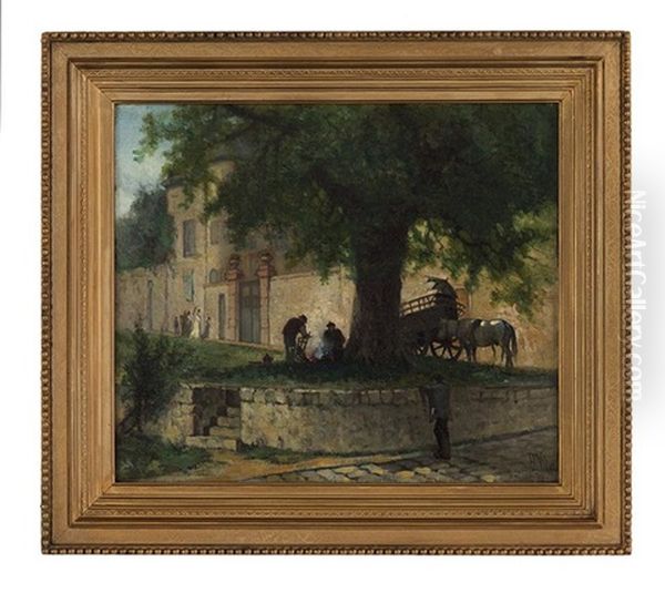 French Village Scene Oil Painting by Frederick Dickinson Williams