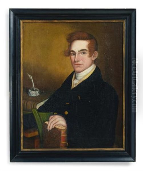 Portrait Of A Learned Gentleman With Pen And Inkwell And Book Oil Painting by Micah Williams