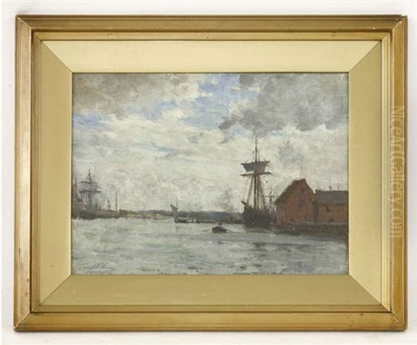 Harbour Scene Oil Painting by Terrick John Williams