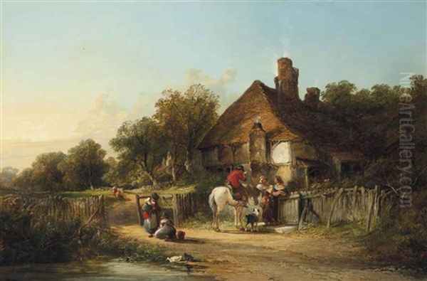 The Village Postman Oil Painting by Henry Brittan Willis, R.W.S.