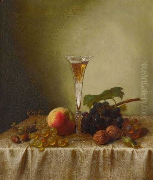 Fruchtestillleben Mit Einem Sektglas Oil Painting by Peter Joseph Wilms